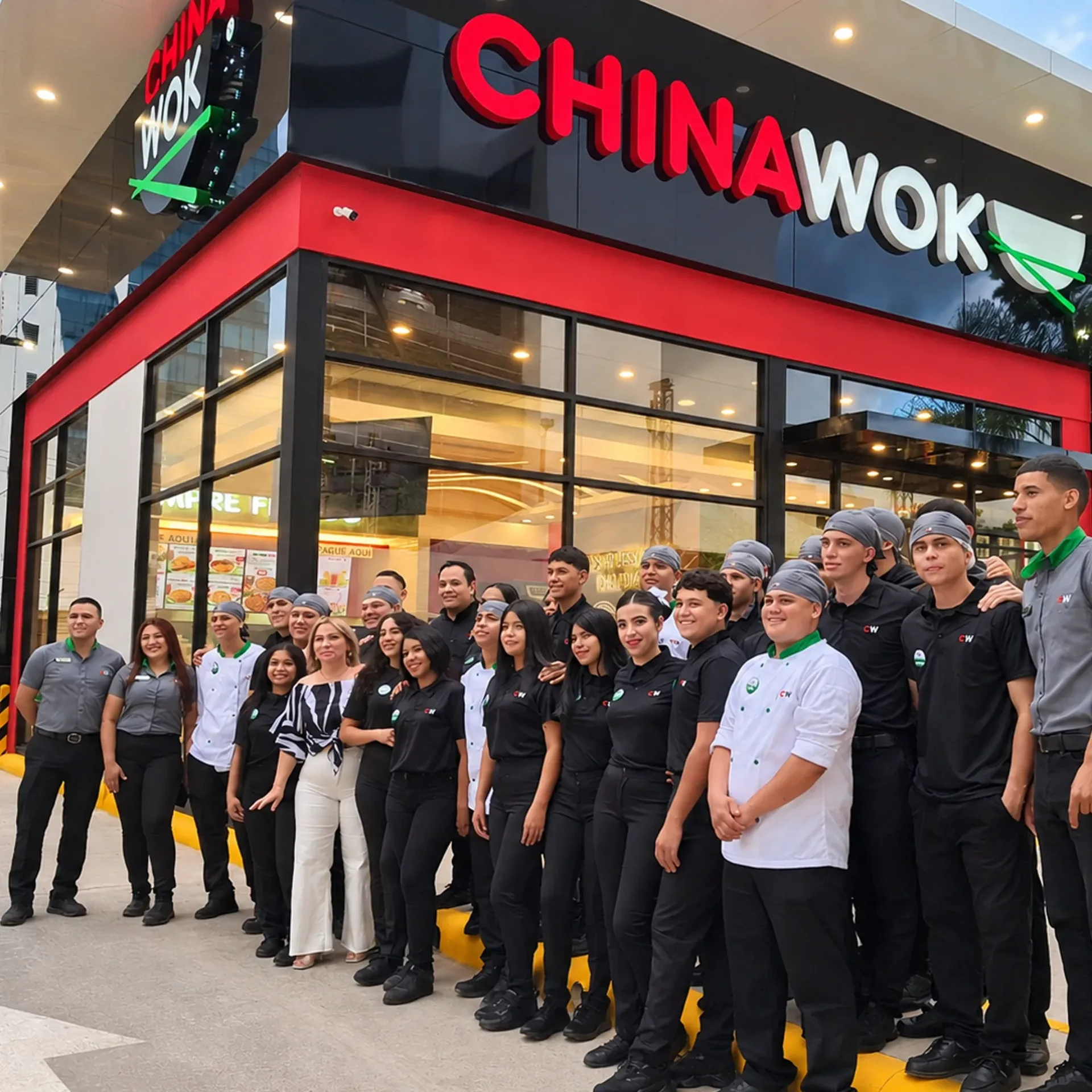 Equipo Chinawok en la apertura de un nuevo local