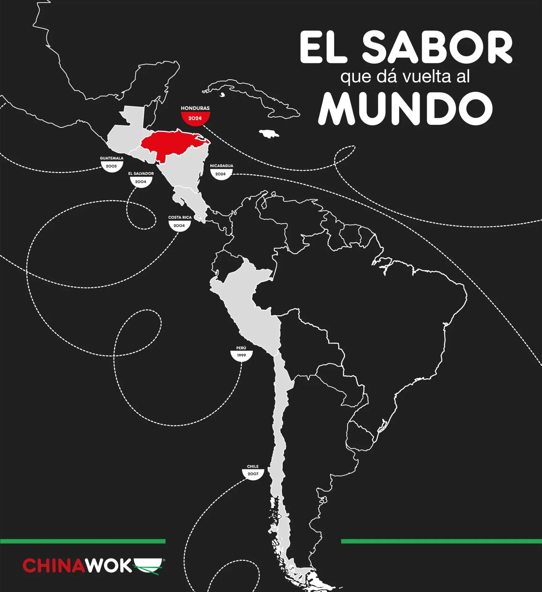 Mapa de expansión de Chinawok en Latinoamérica